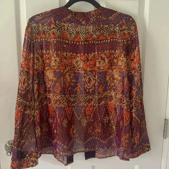 Laura Ashley multicolor and metallic sheer blouse size medium - Picture 4 of 8